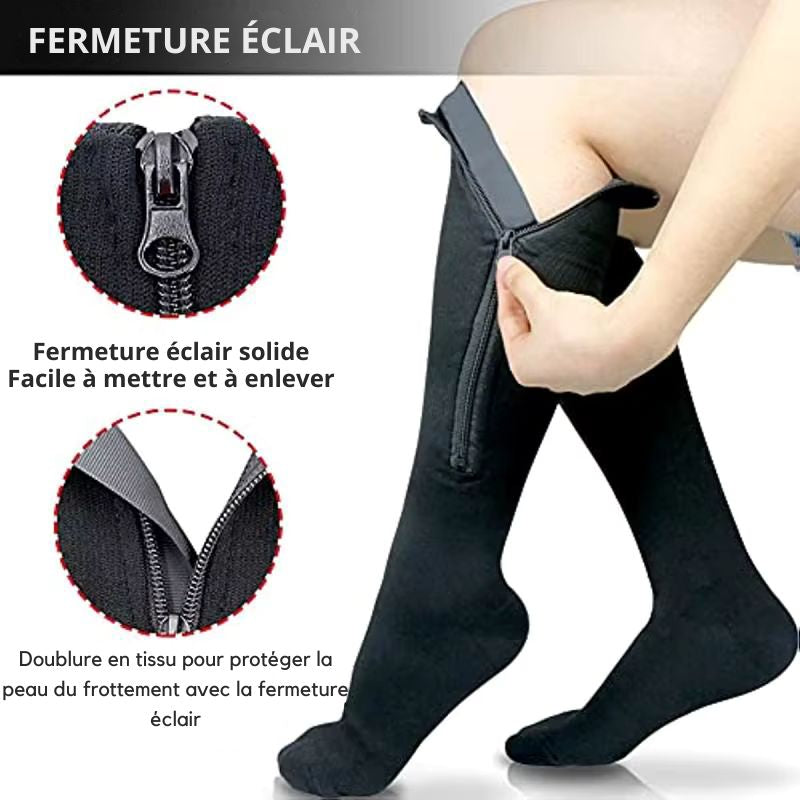CircuZip™ – Chaussettes de Compression Zippées Haute Performance