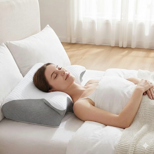 Oreiller Cervical Ergonomique 2-en-1 à Mémoire de Forme – Soulagement des Douleurs de Nuque