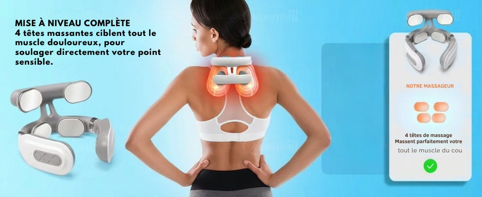 ZenShiatsu™ – Masseur cervical 4D chauffant sans fil