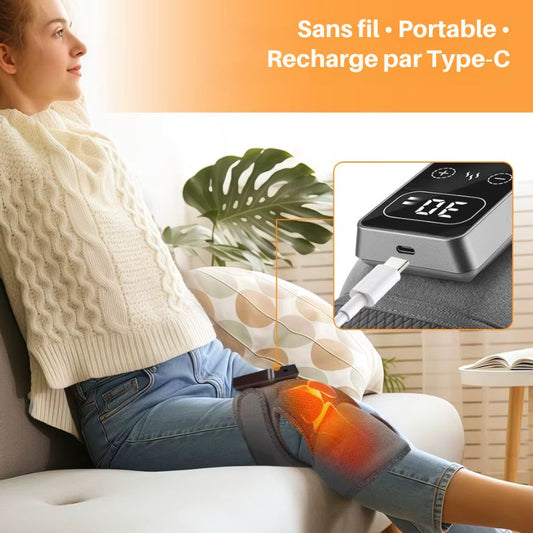 ZenKnee Pro™ – Genouillère Chauffante & Vibrante 5 Niveaux (Rechargeable)