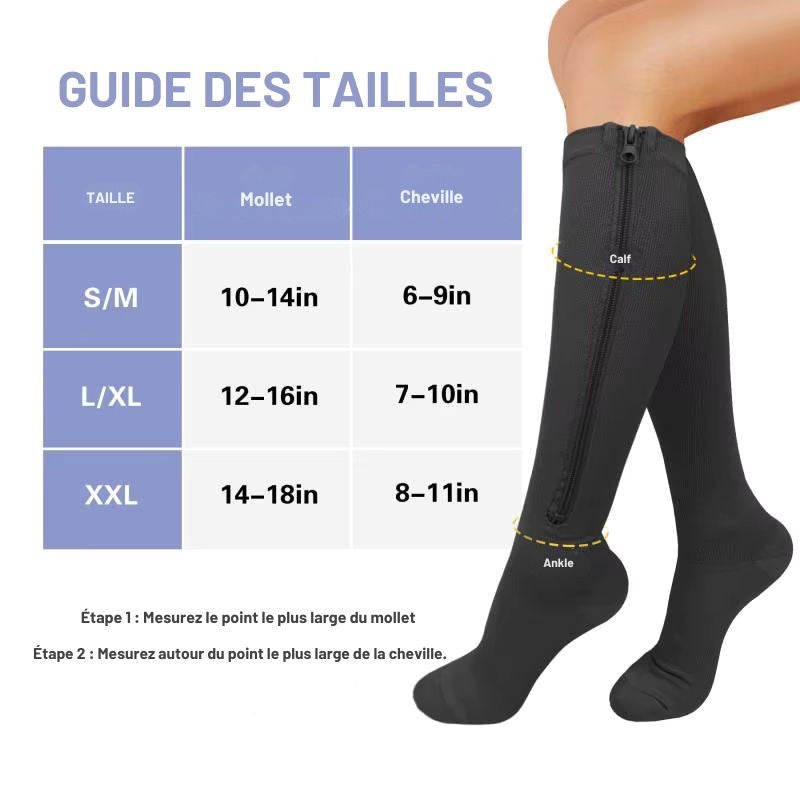 CircuZip™ – Chaussettes de Compression Zippées Haute Performance
